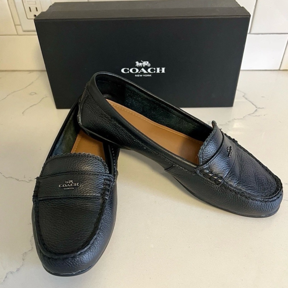 Coach Odette Black Leather Slip-on Casual Women’s Loafer Flat Shoes Size 9.5